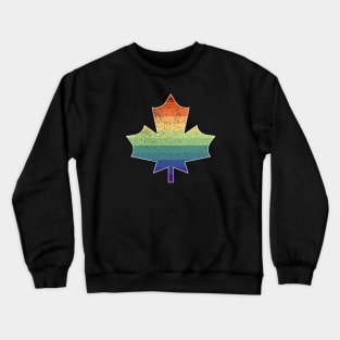 Vintage Distressed Gay Pride Maple Leaf Crewneck Sweatshirt